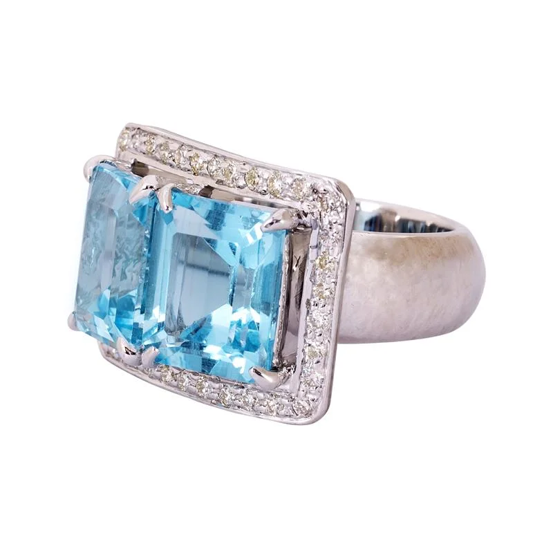 Ladies rings for picnics -Ring- Blue Topaz and Diamond  (255PS)