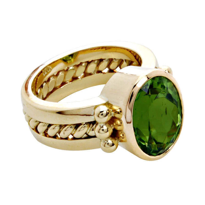 Ladies rings with wolf designs -Ring-Peridot