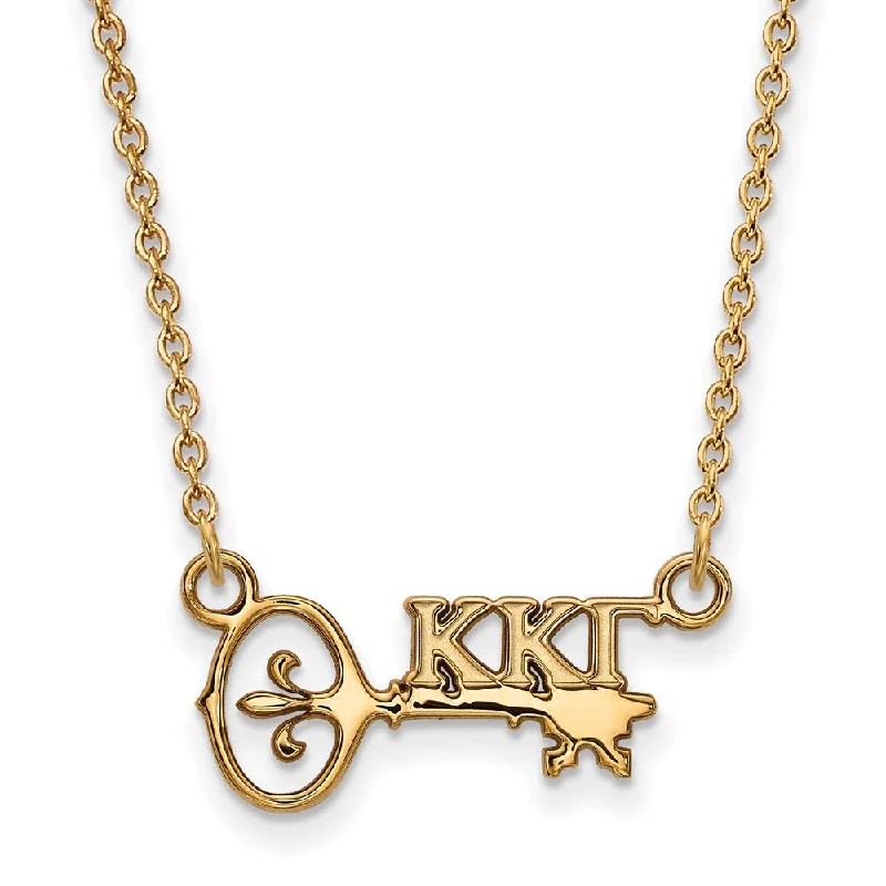 ladies-silver-charm-necklaces-14K Plated Silver Kappa Kappa Gamma XS (Tiny) Necklace