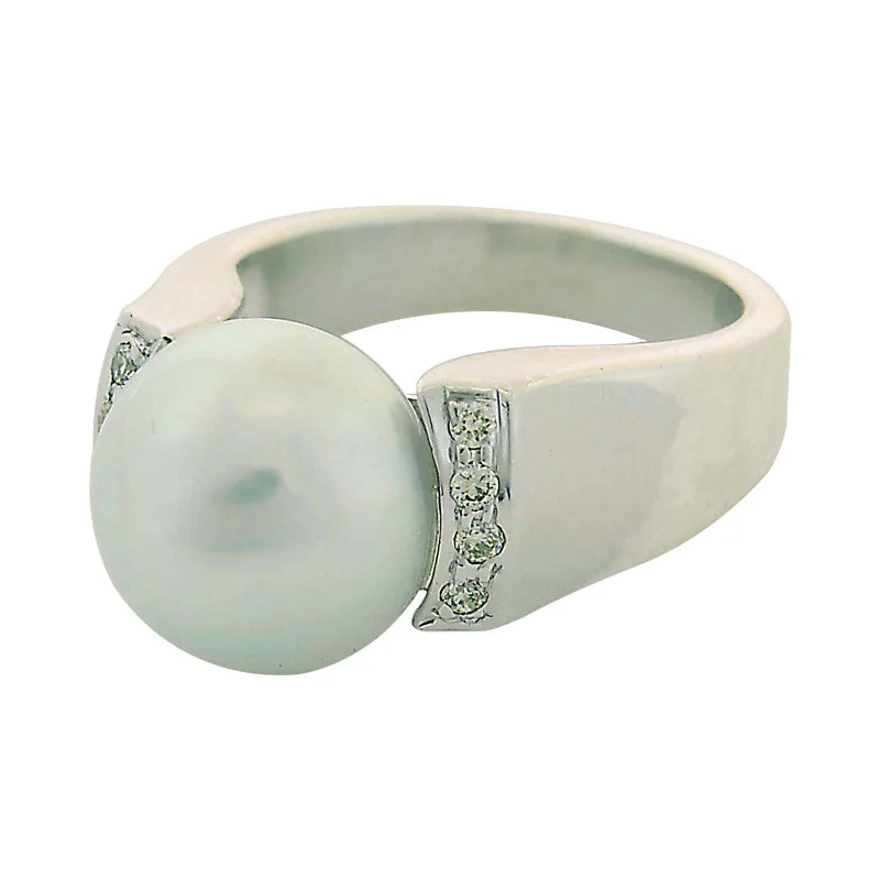 Ladies rings with tanzanite -Ring-Pearl and Diamond