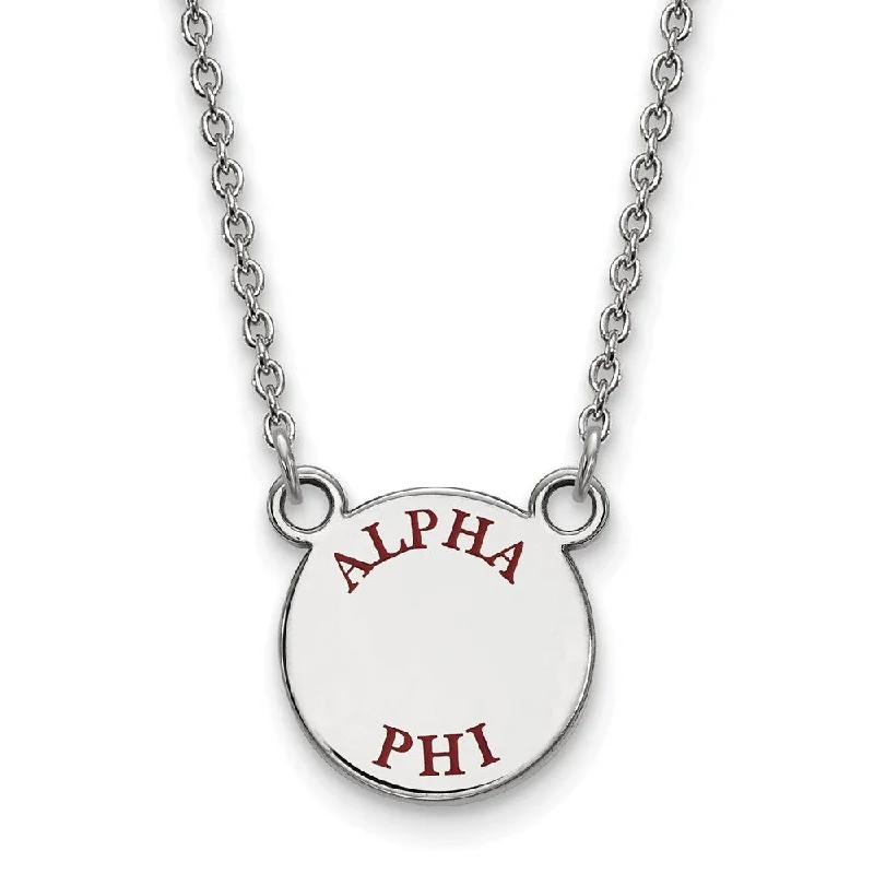 ladies-diamond-charm-necklaces-Sterling Silver Alpha Phi Small Enamel Greek Letters Necklace