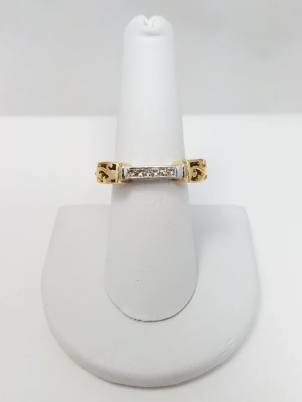 Ladies rings vintage rings -Vogue Modern 14k Two Tone Gold Natural Diamond Ring