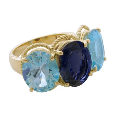 Ladies rings edgy bands -Ring - Blue Topaz And Iolite