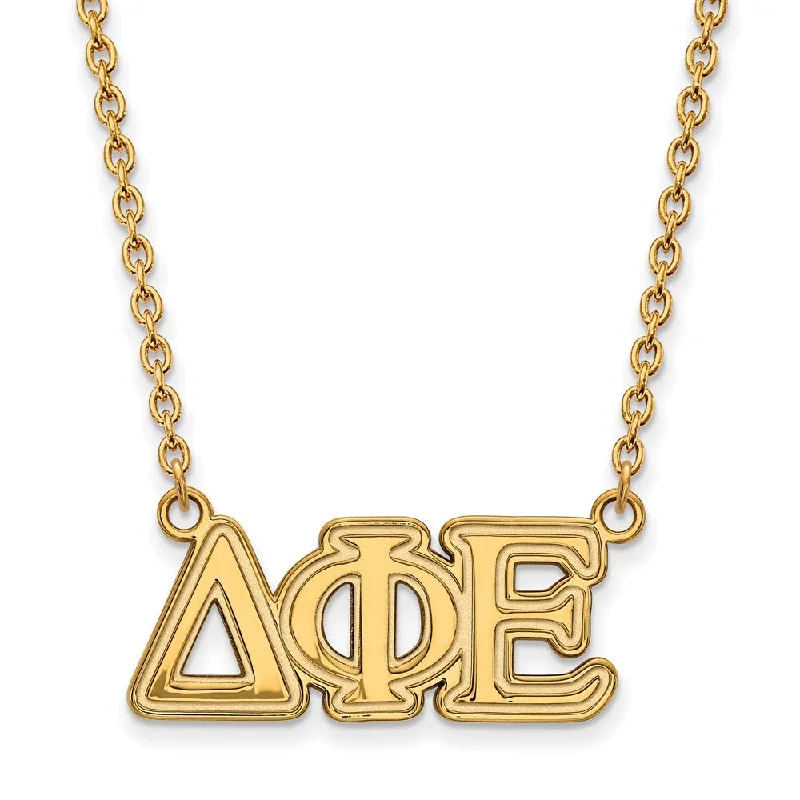 ladies-unique-diamond-necklaces-14K Plated Silver Delta Phi Epsilon Medium Necklace