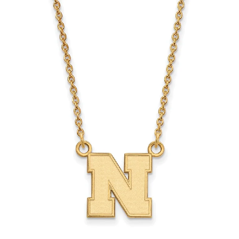 ladies-silver-star-necklaces-14k Gold Plated Silver U of Nebraska Small Initial N Pendant Necklace