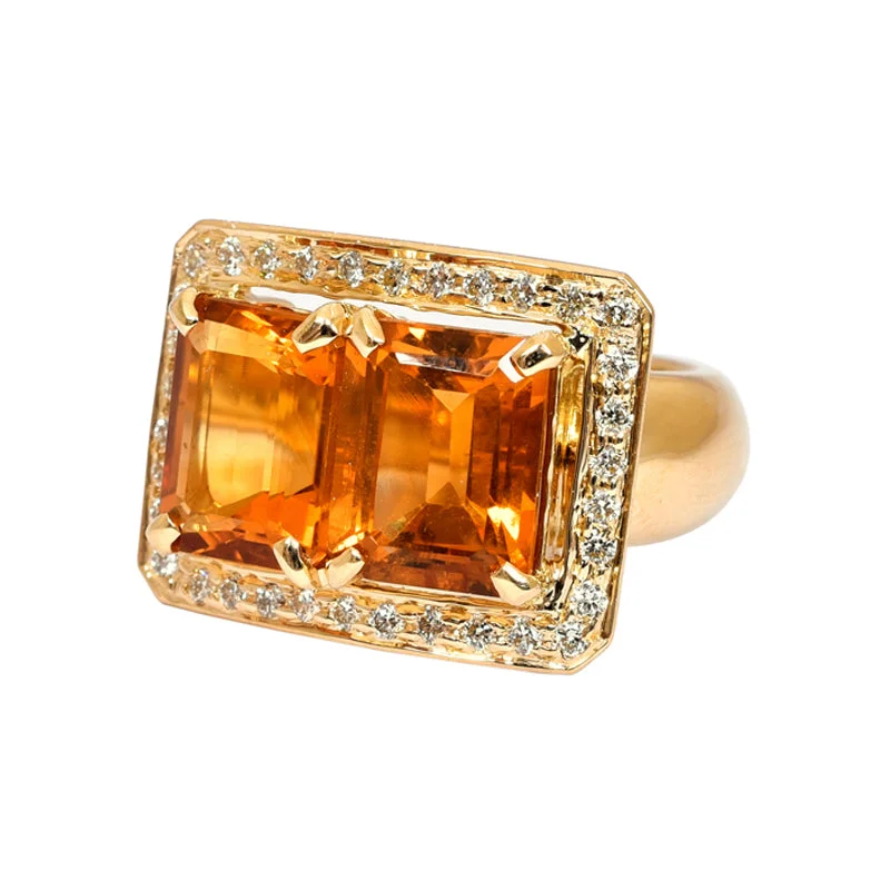 Ladies rings for get-togethers -Ring- Citrine and Diamond in 18k Gold