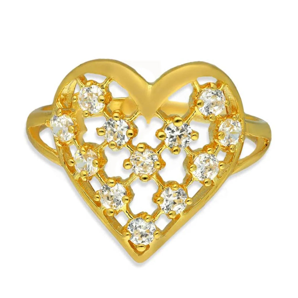 Ladies rings with comet designs -Gold Heart Shaped Ring 18KT - FKJRN18K3278