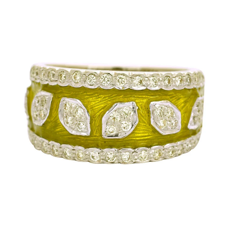 Ladies rings ethnic styles -RING- DIAMOND (ENAMEL) IN SILVER