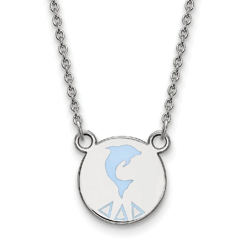 ladies-choker-silver-necklaces-Sterling Silver Delta Delta Delta Small Enamel Necklace