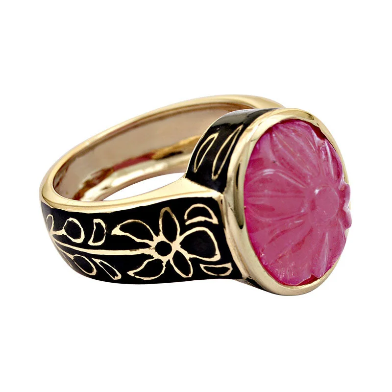 Ladies rings with bear designs -Ring-Rubellite (Enamel)