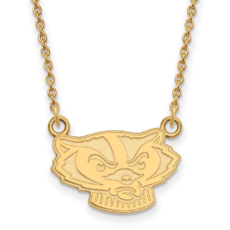 ladies-wedding-rose-gold-necklaces-10k Yellow Gold U of Wisconsin Small Badger Pendant Necklace