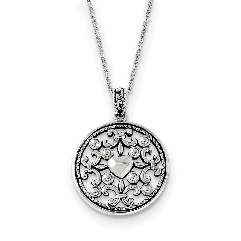 ladies-flower-diamond-necklaces-Rhodium Plated Sterling Silver A Friend for All Seasons Necklace, 18in