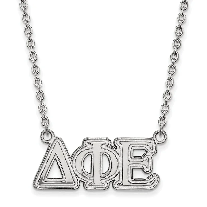 ladies-gift-necklaces-Sterling Silver Delta Phi Epsilon Medium Necklace