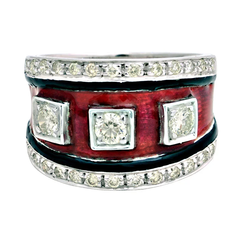 Ladies rings with key motifs -Ring-Diamond (Enamel)