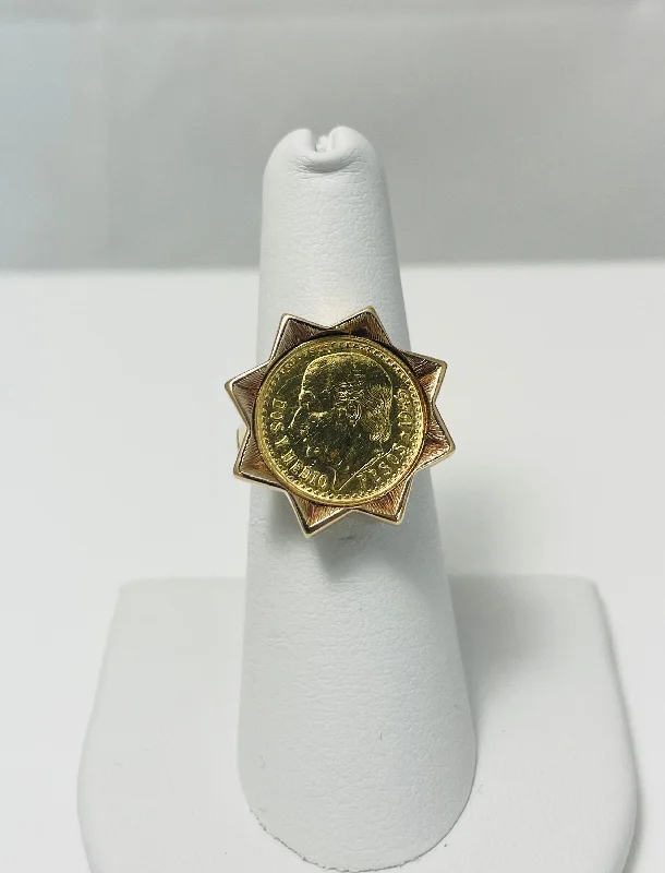 Ladies rings with tanzanite -Authentic 1945 2.50 Peso Gold Coin 14k Gold Ring