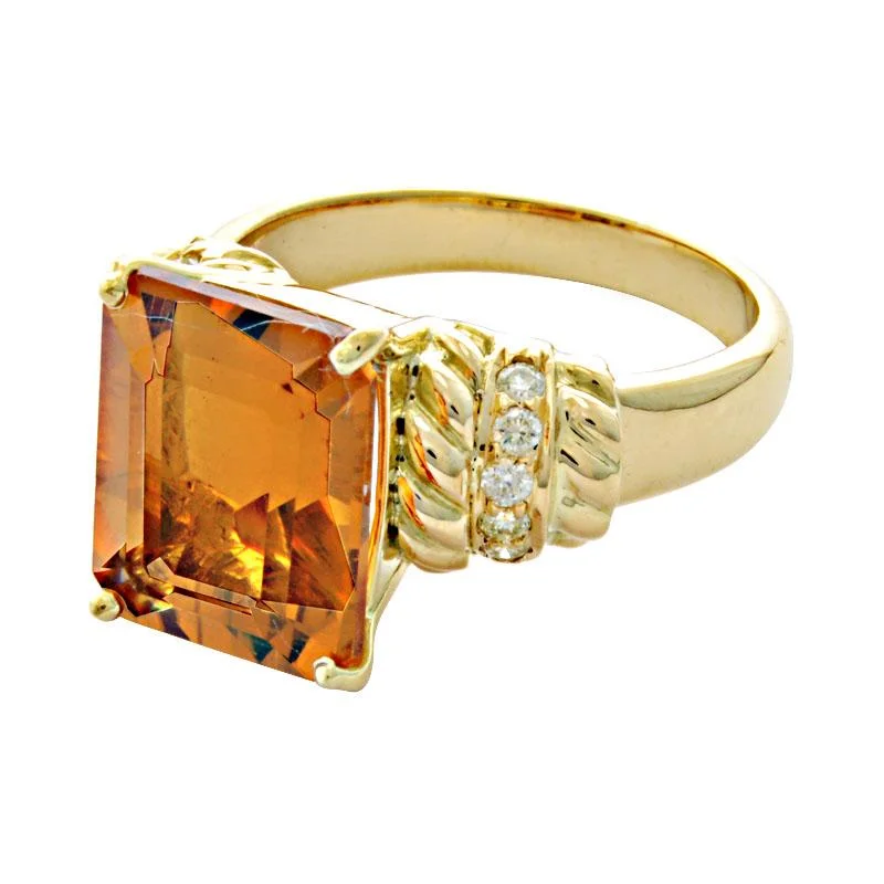 Ladies rings with sodalite -Ring-Citrine and Diamond  (1915O)