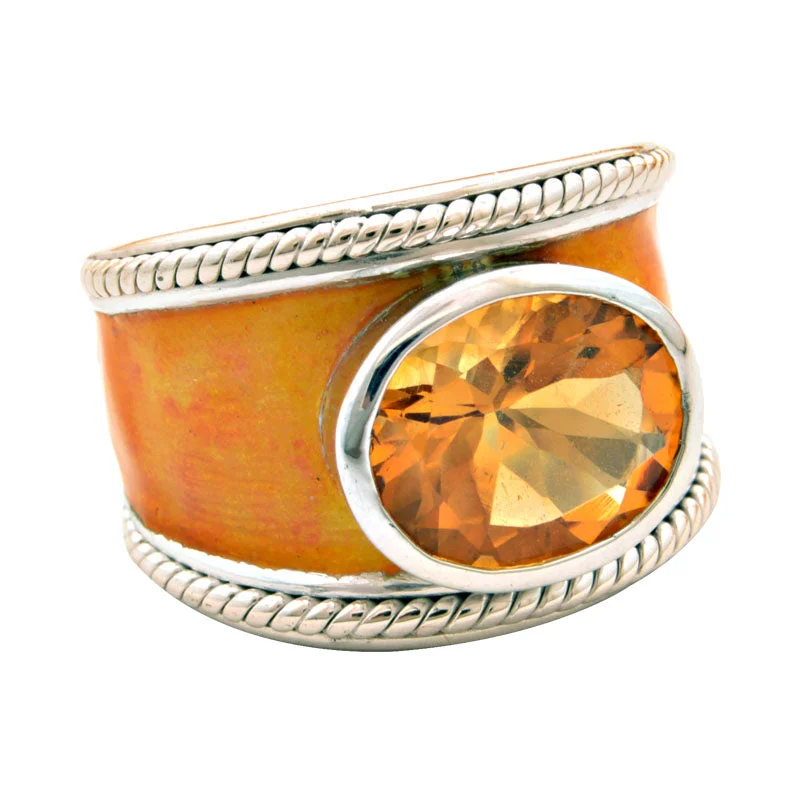 Ladies rings for entrepreneurs -Ring-Citrine (Enamel)