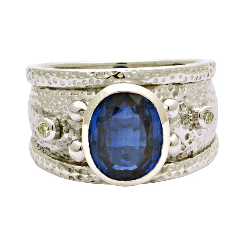 Ladies rings with sun designs -Ring-Kyanite and Diamond