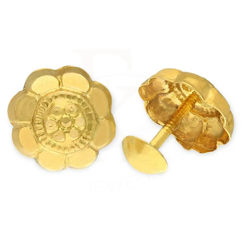 ladies-short-necklaces-Gold Flower Shaped Second Stud Earrings 18KT - FKJERN18K3152