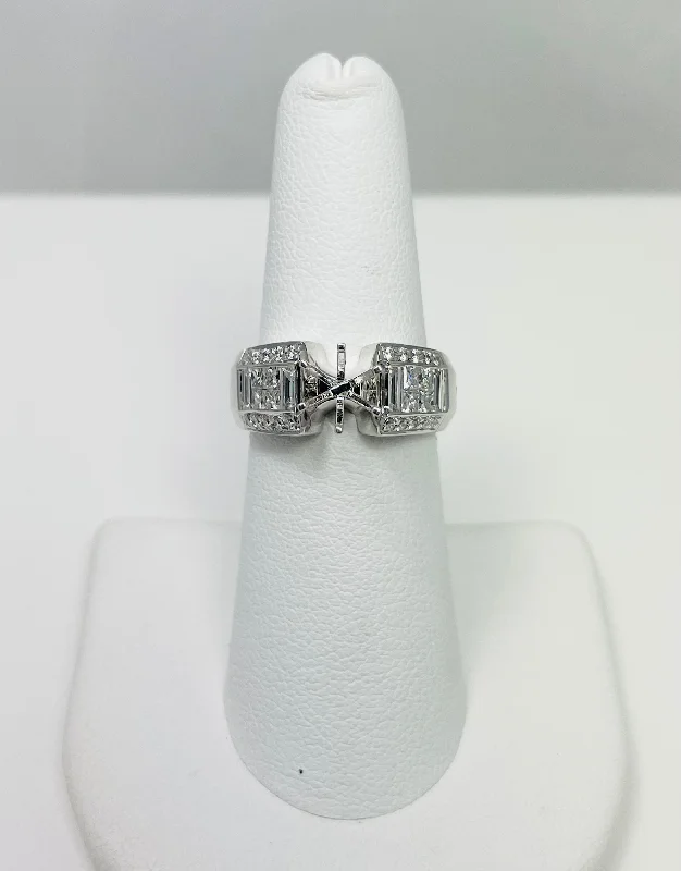 Ladies rings simple bands -New! 1ctw Natural Diamond 18k White Gold Ring Mount