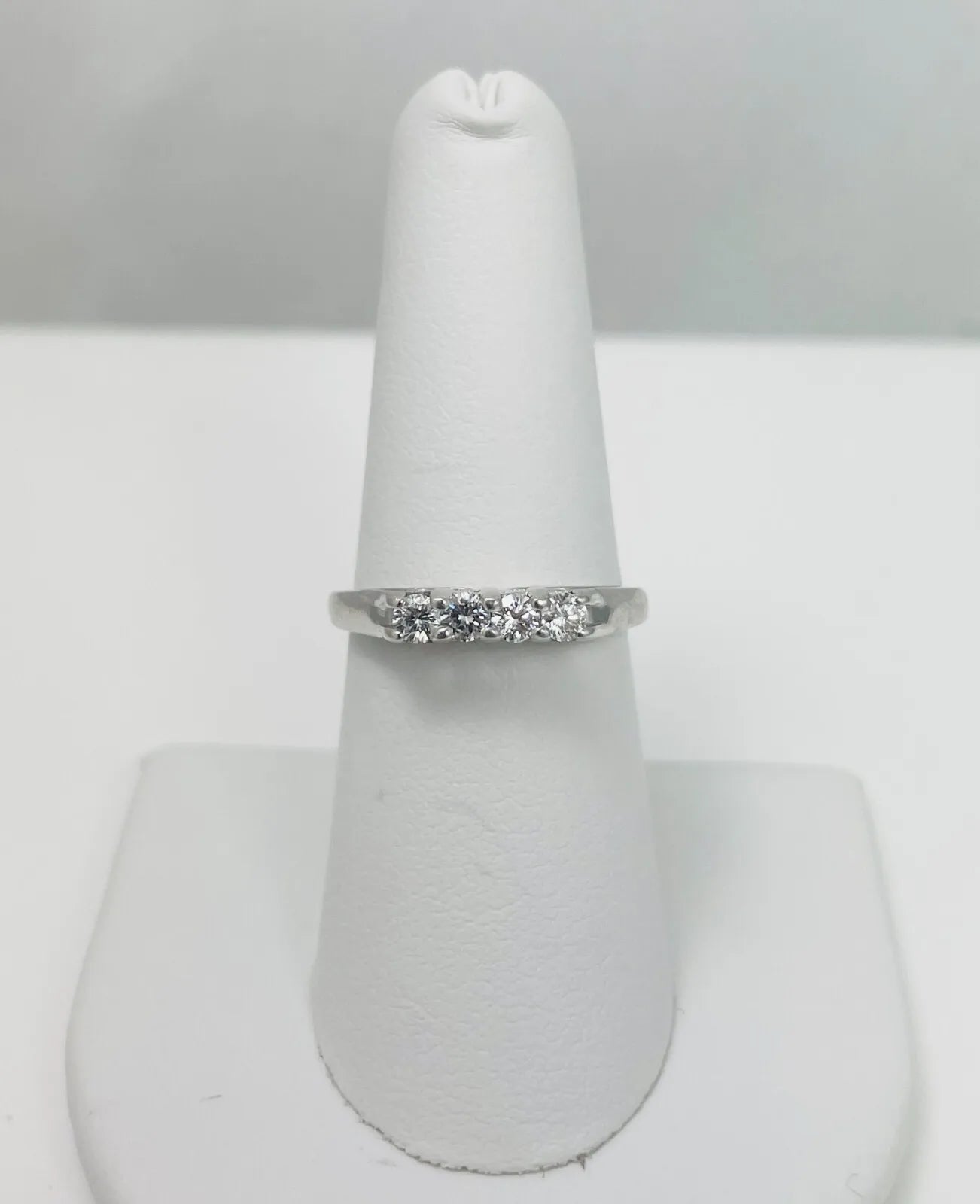 Ladies rings sleek bands -Vintage 18k White Gold Natural Diamond Ring