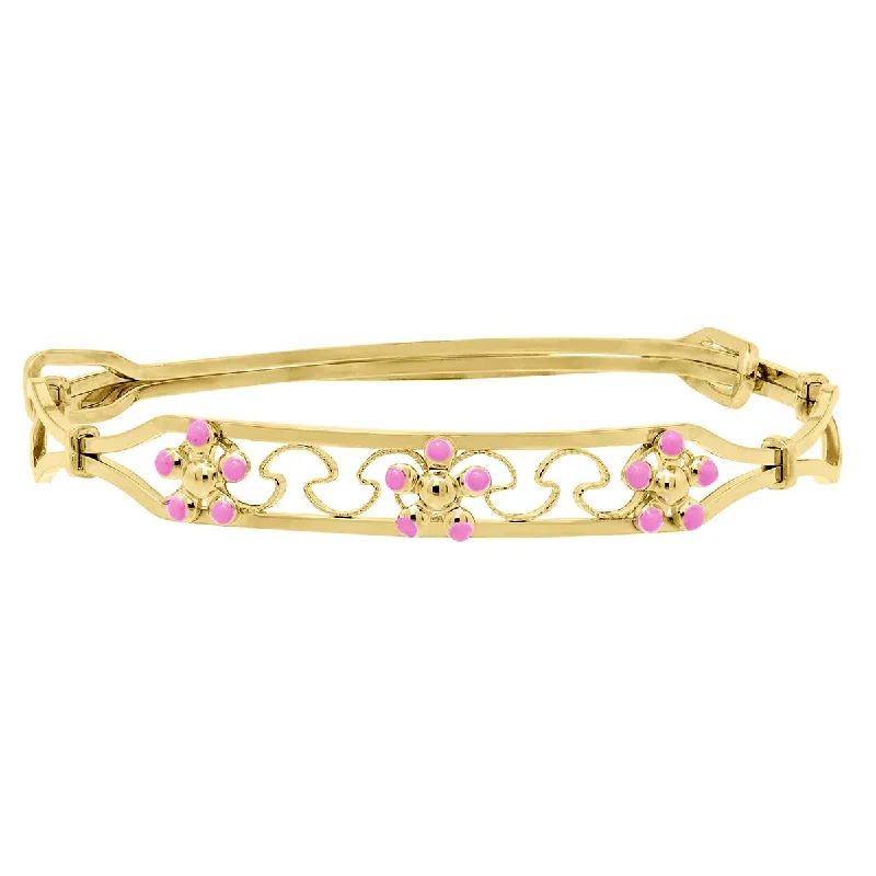 ladies-modern-gold-bracelets-GOLD FILLED CHILDREN'S FLOWER BANGLE BRACELET