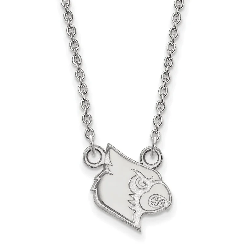 ladies-minimalist-heart-necklaces-Sterling Silver U of Louisville Small Pendant Necklace