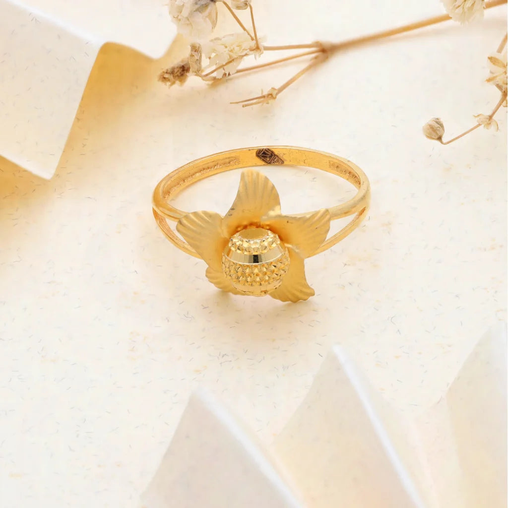 Ladies rings for lazy days -Gold Open Star Flower Ring 21KT - FKJRN21KM8505