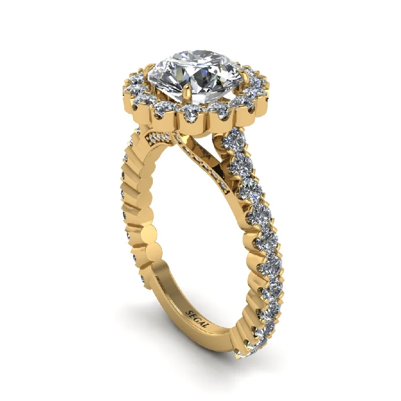 Ladies engagement rings with filigree -Round Cut Diamond Timeless Splendor Engagement Ring - Jazlyn No. 1