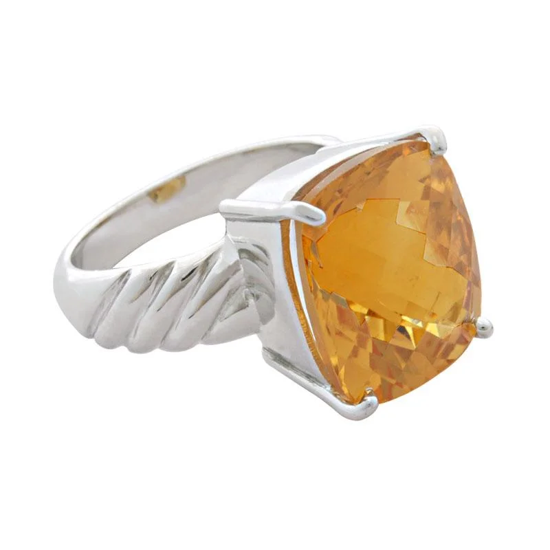 Ladies rings thick bands -Ring-Citrine  (4CS)