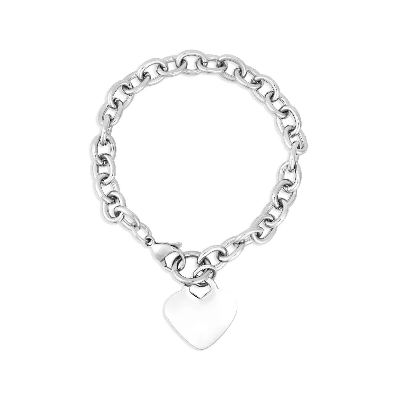 ladies-gift-silver-bracelets-Stainless Steel Blank Heart Bracelet/Anklet / BRK1036