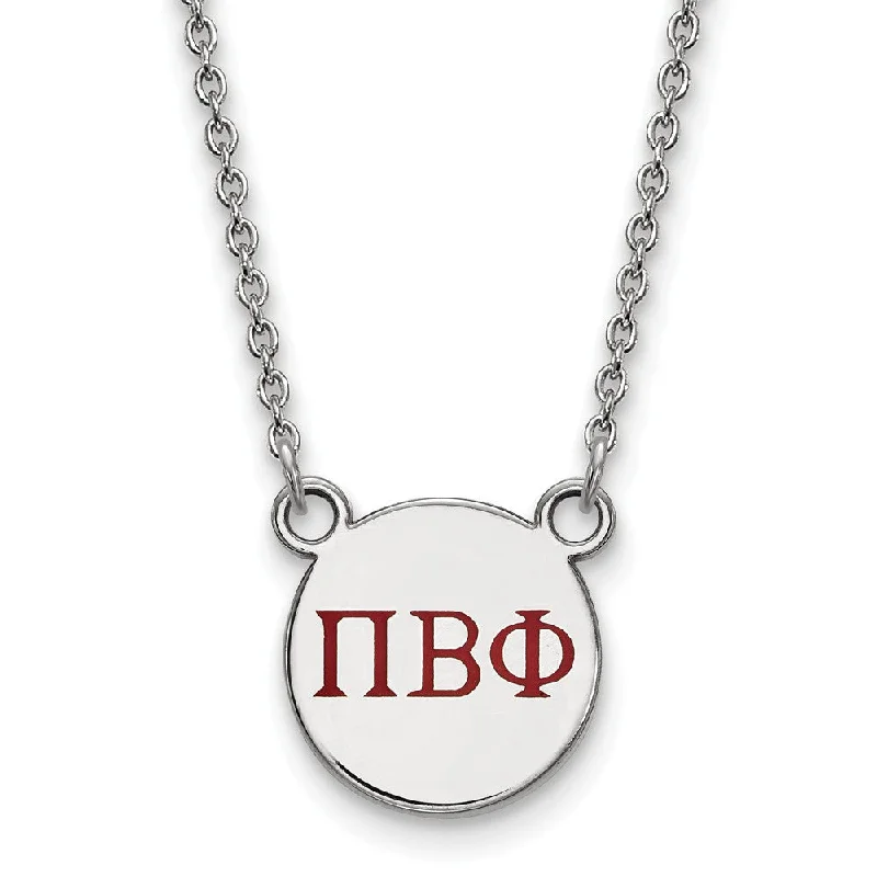 ladies-star-diamond-necklaces-Sterling Silver Pi Beta Phi Small Wine Enamel Greek Letters Necklace