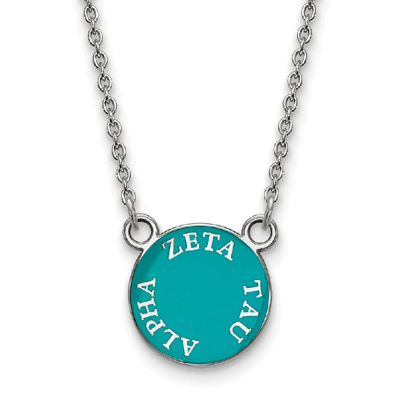 ladies-delicate-gold-necklaces-Sterling Silver Zeta Tau Alpha Small Enamel Disc Necklace