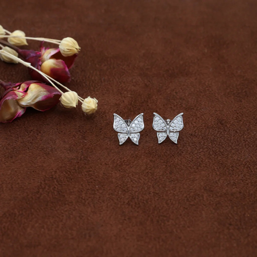 ladies-rose-gold-infinity-necklaces-Sterling Silver 925 Cubic Zirconia Butterfly Stud Earrings - FKJERNSL8010