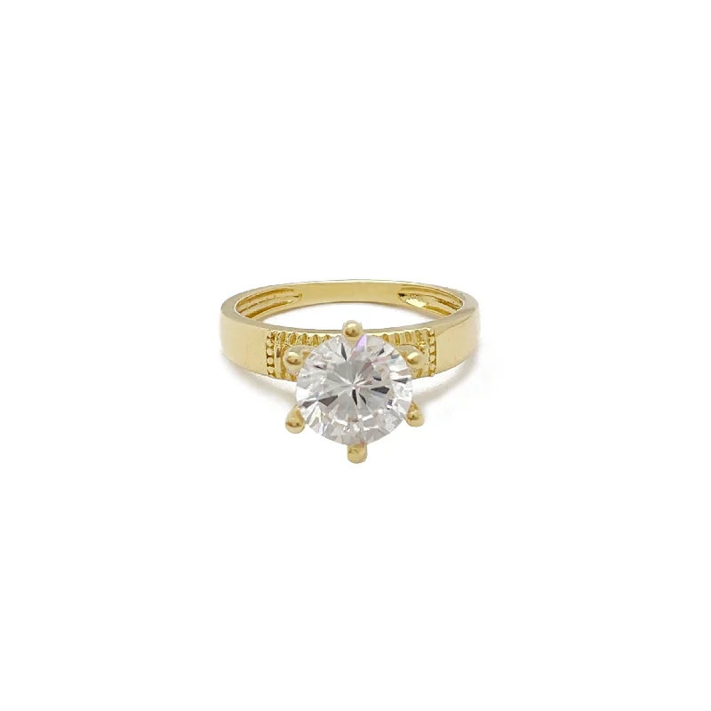 Ladies engagement rings with star accent -Cubic Zirconia Beaded Fold Engagement Ring (10K)