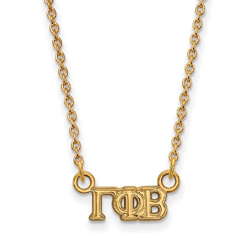 ladies-modern-silver-necklaces-14K Plated Silver Gamma Phi Beta XS (Tiny) Greek Letters Necklace