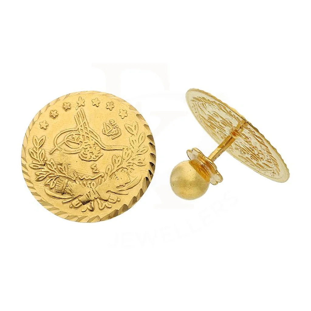 ladies-statement-silver-necklaces-Gold Coin Shaped Stud Earrings 21KT - FKJERN21K2424