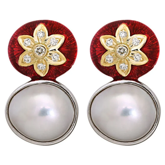 ladies-bridal-necklaces-Earrings-South Sea Pearl and Diamond (Enamel)