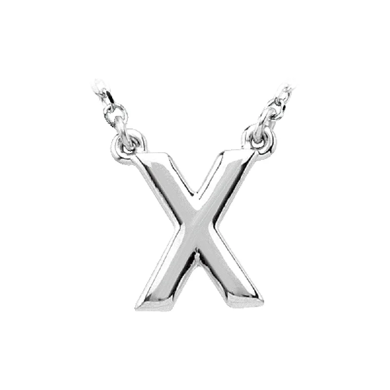 ladies-gemstone-star-necklaces-Sterling Silver, Kendall Collection, Block Initial X Necklace, 16 Inch