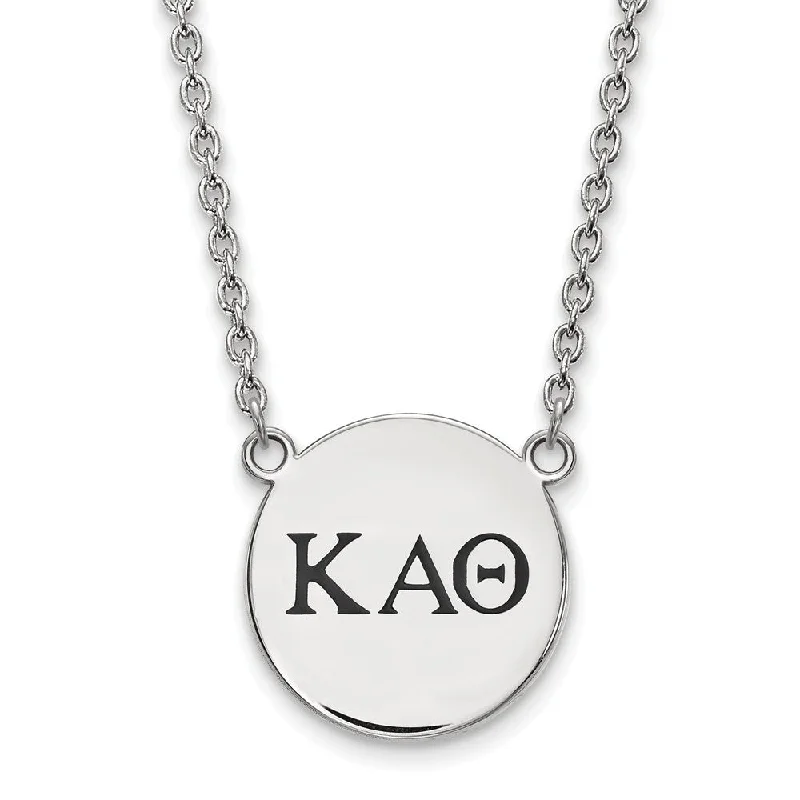 ladies-vintage-necklaces-Sterling Silver Kappa Alpha Theta Large Enamel Greek Letters Necklace