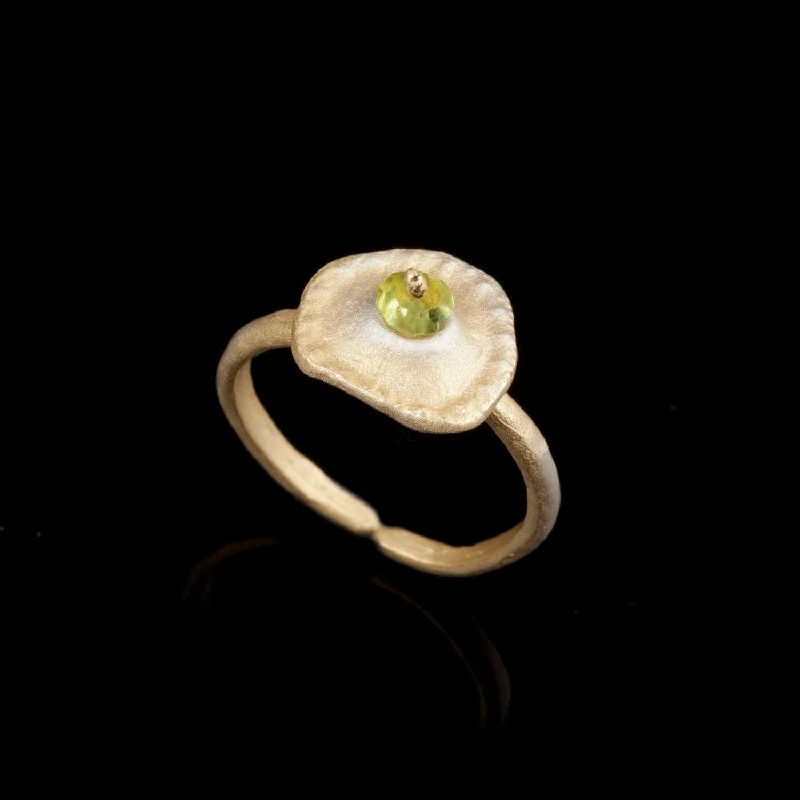 Ladies rings smooth edges -Sea Urchin Single Ring - Peridot