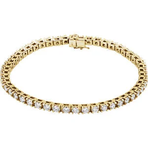 ladies-fashion-rose-gold-bracelets-14K Yellow 4 1/2 CTW Diamond Line 7.25" Bracelet