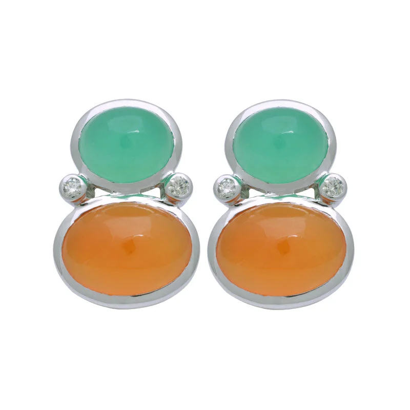 ladies-cross-rose-gold-necklaces-Earrings-Chrysoprase, Cornelian and Diamond