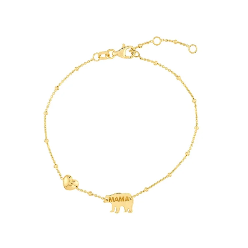 ladies-modern-diamond-bracelets-YELLOW GOLD MAMA BEAR BRACELET