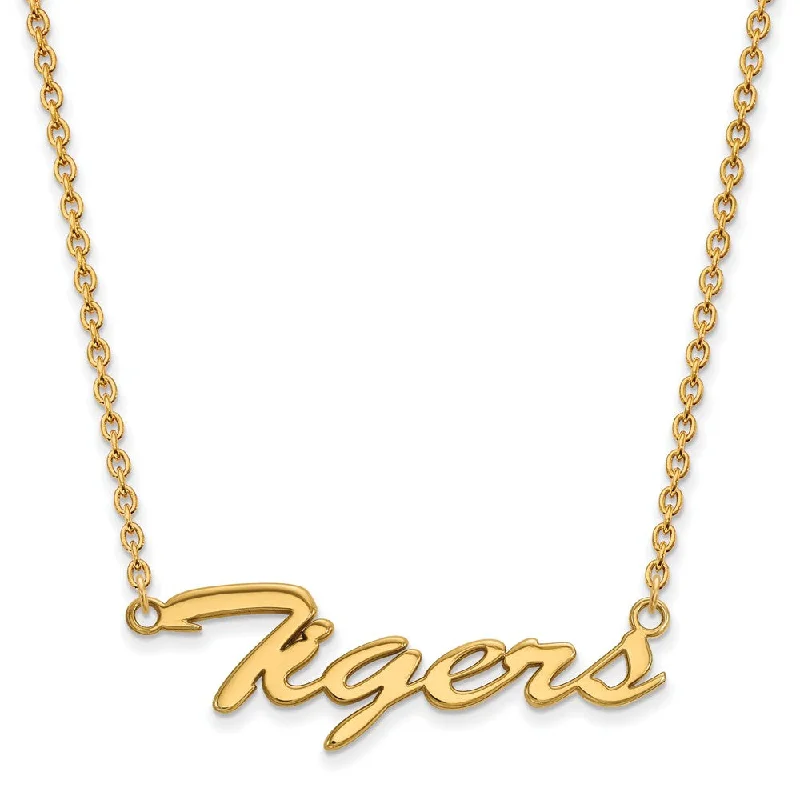 ladies-long-layered-necklaces-14k Gold Plated Silver Clemson U Necklace