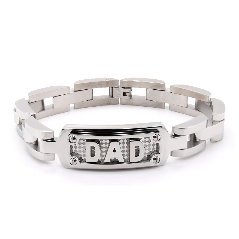 ladies-diamond-bangle-bracelets-STAINLESS STEEL DAD BRACELET