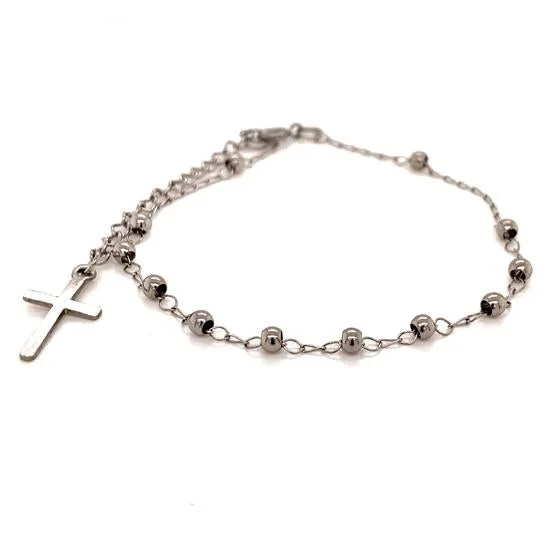 ladies-pearl-rose-gold-bracelets-Stainless Steel Cross Bracelet/Anklet / BRJ9072