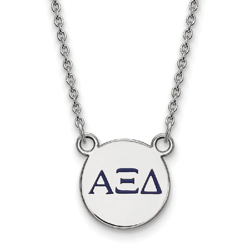 ladies-crystal-rose-gold-necklaces-Sterling Silver Alpha Xi Delta XS (Tiny) Enamel Necklace