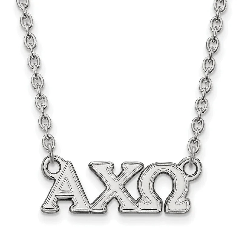 ladies-diamond-rose-gold-necklaces-Sterling Silver Alpha Chi Omega Small Greek Letters Necklace