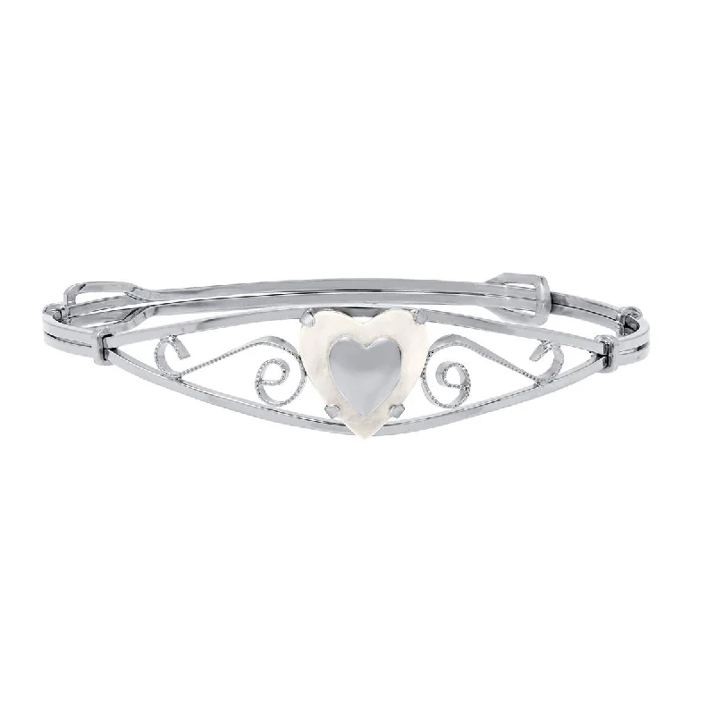 ladies-wedding-rose-gold-bracelets-STERLING SILVER CHILDREN'S HEART BANGLE BRACELET